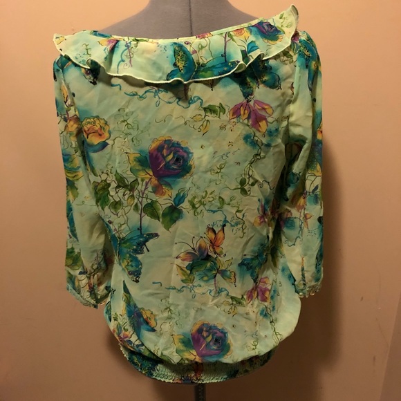 Northern Reflections 3/4 Sleeve Sheer Blouse S - Picture 2 of 10